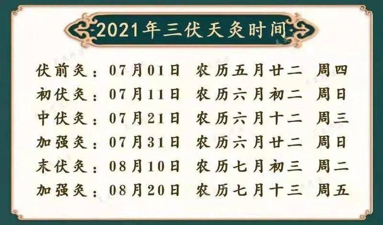 三伏天的开始时间，探寻入伏从哪一天开始（2021年）